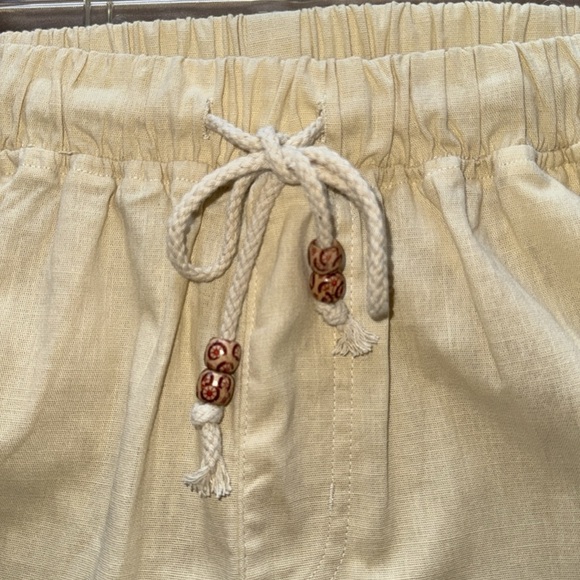 New Men’s Sir7 Beige Linen Cotton Pull On Drawstring Pants Wide Straight Leg LRG - Picture 8 of 13